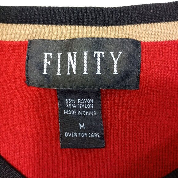 Finity Sweater Tank Top Womens Red Sleeveless Contrast Trim & Laser-Cut Hem Sz M - Picture 2 of 7